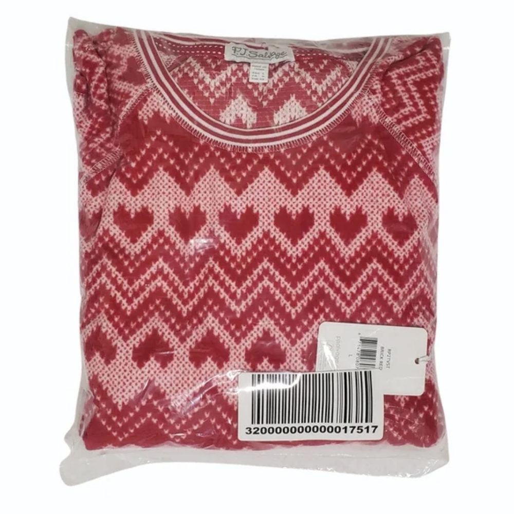 PJ Salvage Fair Isle Hearts Thermal Velour Pajama Set Brick Red ❤